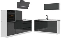 Vicco K&uuml;chenzeile R-Line, Anthrazit Hochglanz/Wei&szlig;, 220 cm ohne Arbeitsplatte