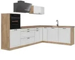Vicco Winkelk&uuml;che R-Line, Wei&szlig; Landhaus/Goldkraft Eiche, 287 x cm...