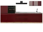 Vicco K&uuml;chenzeile R-Line, Rot Hochglanz/Goldkraft Eiche, 340 cm Arbeitsplatte...