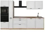 Vicco K&uuml;chenzeile R-Line, Wei&szlig; Landhaus/Goldkraft Eiche, 310 cm Arbeitsplatte