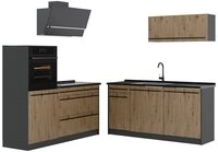Vicco K&uuml;chenzeile R-Line, Artisan-Eiche/Anthrazit, 160 cm ohne Arbeitsplatte