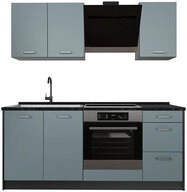 Vicco K&uuml;chenzeile R-Line, Blau-Grau/Anthrazit, 180 cm ohne Arbeitsplatte...