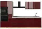 Vicco K&uuml;chenzeile R-Line, Rot Hochglanz/Goldkraft Eiche, 310 cm Arbeitsplatte...