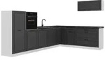 Vicco Winkelk&uuml;che R-Line, Anthrazit Landhaus/Wei&szlig;, 327 x cm Arbeitsplatte...