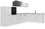 Vicco Winkelk&uuml;che R-Line, Wei&szlig; Landhaus/Wei&szlig;, 347 x cm Arbeitsplatte Marmor...