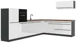 Vicco Winkelk&uuml;che R-Line, Wei&szlig; Hochglanz/Anthrazit, 327 x cm Arbeitsplatte
