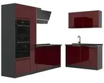 Vicco Winkelk&uuml;che R-Line, Rot Hochglanz/Anthrazit, 230 x 120 cm Arbeitsplatte