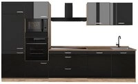 Vicco K&uuml;chenzeile R-Line, Schwarz Hochglanz/Goldkraft Eiche, 340 cm...