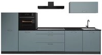 Vicco K&uuml;chenzeile R-Line, Blau-Grau/Anthrazit, 340 cm Arbeitsplatte Anthrazit