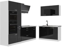 Vicco Winkelk&uuml;che R-Line, Schwarz Hochglanz/Wei&szlig;, 230 x 120 cm ohne...