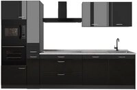 Vicco K&uuml;chenzeile R-Line, Schwarz Hochglanz/Anthrazit, 310 cm Arbeitsplatte...