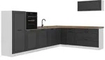 Vicco Winkelk&uuml;che R-Line, Anthrazit Landhaus/Wei&szlig;, 327 x cm ohne...