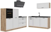 Vicco K&uuml;chenzeile R-Line, Wei&szlig; Landhaus/Goldkraft Eiche, 220 cm ohne...
