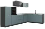 Vicco Winkelk&uuml;che R-Line, Blau-Grau/Anthrazit, 347 x cm ohne Arbeitsplatte...