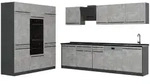 Vicco K&uuml;chenzeile R-Line, Beton/Anthrazit, 180 cm Arbeitsplatte Anthrazit grau