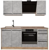 Vicco K&uuml;chenzeile R-Line, Blau-Grau/Goldkraft Eiche, 180 cm ohne Arbeitsplatte