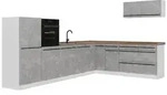 Vicco Winkelk&uuml;che R-Line, Beton/Wei&szlig;, 327 x cm Arbeitsplatte Goldkraft Eiche...