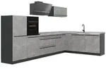 Vicco Winkelk&uuml;che R-Line, Beton/Anthrazit, 347 x cm Arbeitsplatte Marmor grau