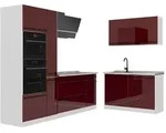Vicco Winkelk&uuml;che R-Line, Rot Hochglanz/Wei&szlig;, 230 x 120 cm Arbeitsplatte...