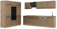 Vicco K&uuml;chenzeile R-Line, Artisan-Eiche/Goldkraft Eiche, 180 cm ohne...