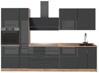 Vicco K&uuml;chenzeile Fame-Line, Anthrazit Hochglanz/Goldkraft Eiche, 310 cm ohne
