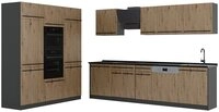 Vicco K&uuml;chenzeile R-Line, Artisan-Eiche/Anthrazit, 180 cm Arbeitsplatte...