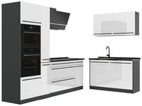 Vicco Winkelk&uuml;che R-Line, Wei&szlig; Hochglanz/Anthrazit, 230 x 120 cm Arbeitsplatte