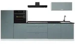Vicco K&uuml;chenzeile R-Line, Blau-Grau/Wei&szlig;, 340 cm Arbeitsplatte Anthrazit...