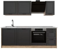Vicco K&uuml;chenzeile R-Line, Anthrazit Landhaus/Goldkraft Eiche, 220 cm...