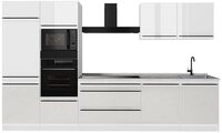 Vicco K&uuml;chenzeile R-Line, Wei&szlig; Hochglanz/Wei&szlig;, 340 cm ohne Arbeitsplatte