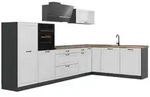 Vicco Winkelk&uuml;che R-Line, Wei&szlig; Landhaus/Anthrazit, 347 x cm Arbeitsplatte...