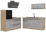 Vicco K&uuml;chenzeile R-Line, Beton/Goldkraft Eiche, 160 cm ohne Arbeitsplatte grau