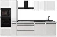 Vicco K&uuml;chenzeile R-Line, Wei&szlig; Hochglanz/Wei&szlig;, 310 cm Arbeitsplatte Anthrazit