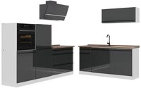 Vicco K&uuml;chenzeile R-Line, Anthrazit Hochglanz/Wei&szlig;, 220 cm Arbeitsplatte...
