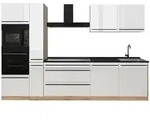 Vicco K&uuml;chenzeile R-Line, Wei&szlig; Hochglanz/Goldkraft Eiche, 310 cm Arbeitsplatte