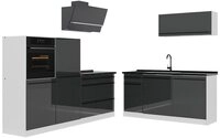 Vicco K&uuml;chenzeile R-Line, Anthrazit Hochglanz/Wei&szlig;, 220 cm Arbeitsplatte...
