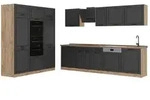 Vicco K&uuml;chenzeile R-Line, Anthrazit Landhaus/Goldkraft Eiche, 180 cm...