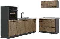 Vicco K&uuml;chenzeile R-Line, Artisan-Eiche/Anthrazit, 220 cm ohne Arbeitsplatte