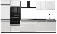 Vicco K&uuml;chenzeile R-Line, Wei&szlig; Hochglanz/Anthrazit, 340 cm ohne Arbeitsplatte