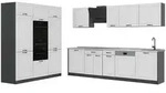 Vicco K&uuml;chenzeile R-Line, Wei&szlig; Landhaus/Anthrazit, 180 cm Arbeitsplatte Marmor