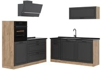 Vicco K&uuml;chenzeile R-Line, Anthrazit Landhaus/Goldkraft Eiche, 160 cm...