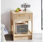 MODFU Beistelltisch Rattan-Nachttisch mit Schublade (Couchtisch Sofatisch f&uuml;r
