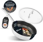 Moritz & Moritz Wok mit Deckel 24cm gerader Rand, 304 Edelstahl (Bratpfanne &...