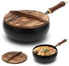 LuxusKollektion Schmorpfanne Eisenpfanne 28cm Japanisch Holzdeckel