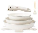 LuxusKollektion Pfannen-Set Pfannenset 7-tlg. Keramik Induktion abnehmbarer...