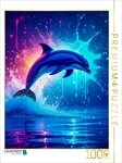 CALVENDO Puzzle CALVENDO Puzzle Leuchtender Delfin im Neonmeer, 1000 Teile