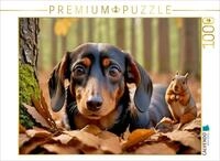 CALVENDO Puzzle CALVENDO Puzzle Dackel und Eichh&ouml;rnchen im Herbstlaub, 1000 Teile
