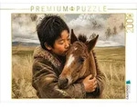 CALVENDO Puzzle CALVENDO Puzzle Mongolischer Junge & Pferdefohlen. Verbundene