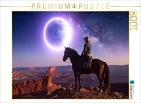 CALVENDO Puzzle CALVENDO Puzzle Cowboy auf Pferd im Mondlicht, 1000 Teile