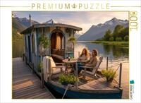 CALVENDO Puzzle CALVENDO Puzzle Gem&uuml;tlicher Weinabend auf einem Hausboot, 1000